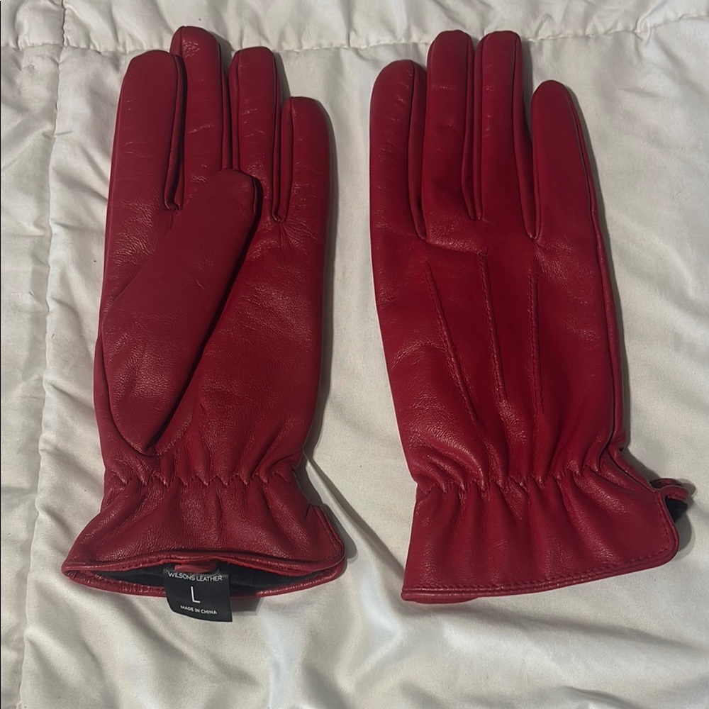 Wilsons Leather Red Full-Finger Gloves